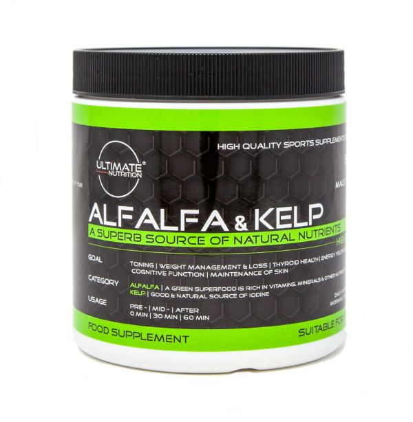 Ultimate Nutrition Alfalfa and Kelp supplement 500 tablets capsules for weight management cognitive function and thyroid health