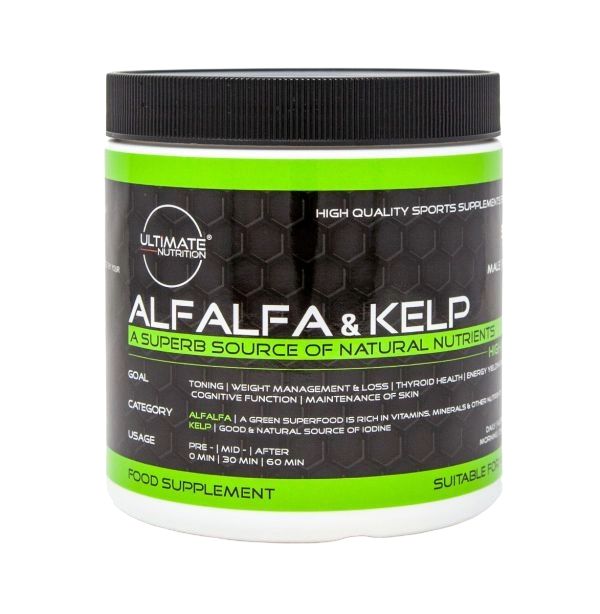 Ultimate Nutrition Alfalfa and Kelp supplement 500 tablets capsules for weight management cognitive function and thyroid health