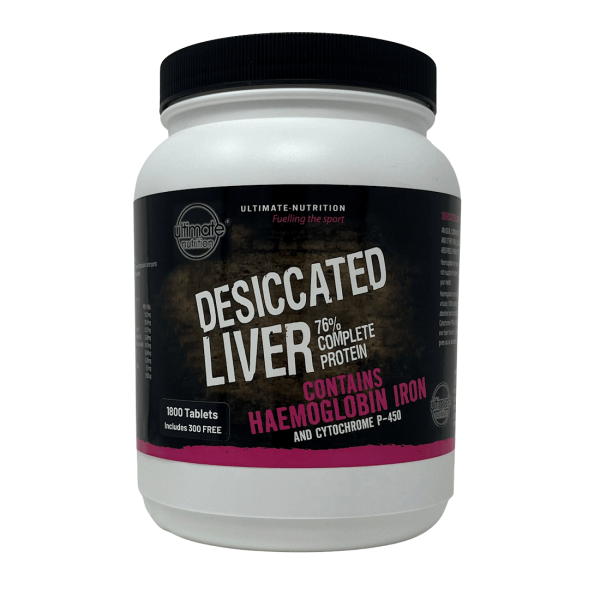 Alt text: Ultimate Nutrition Desiccated Liver tablets – 1800 tablets with haemoglobin iron