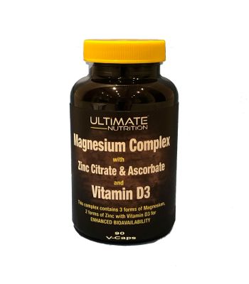 Triple Magnesium Complex with Zinc Citrate & Zinc Ascorbate & Vitamin D3 90 v-caps